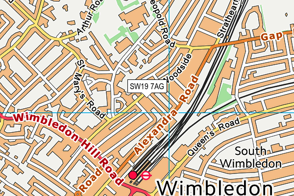SW19 7AG map - OS VectorMap District (Ordnance Survey) SW19 7AG map - OS VectorMap District (Ordnance Survey)