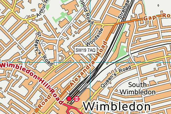 SW19 7AQ map - OS VectorMap District (Ordnance Survey) SW19 7AQ map - OS VectorMap District (Ordnance Survey)