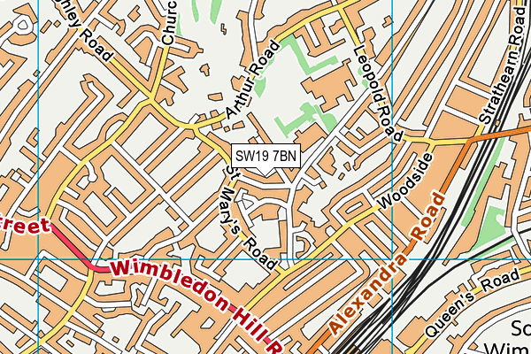 SW19 7BN map - OS VectorMap District (Ordnance Survey) SW19 7BN map - OS VectorMap District (Ordnance Survey)