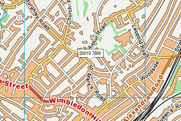SW19 7BW map - OS VectorMap District (Ordnance Survey) SW19 7BW map - OS VectorMap District (Ordnance Survey)