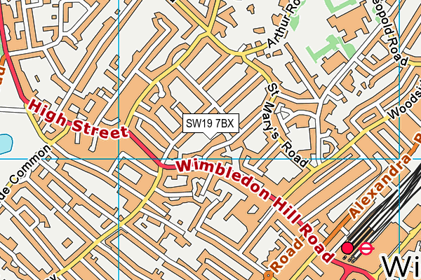 SW19 7BX map - OS VectorMap District (Ordnance Survey) SW19 7BX map - OS VectorMap District (Ordnance Survey)