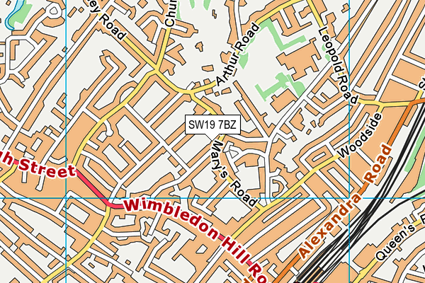 SW19 7BZ map - OS VectorMap District (Ordnance Survey) SW19 7BZ map - OS VectorMap District (Ordnance Survey)