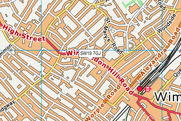SW19 7GJ map - OS VectorMap District (Ordnance Survey) SW19 7GJ map - OS VectorMap District (Ordnance Survey)