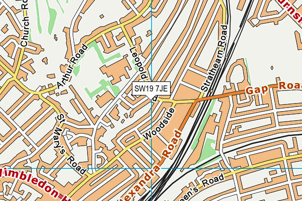 SW19 7JE map - OS VectorMap District (Ordnance Survey) SW19 7JE map - OS VectorMap District (Ordnance Survey)
