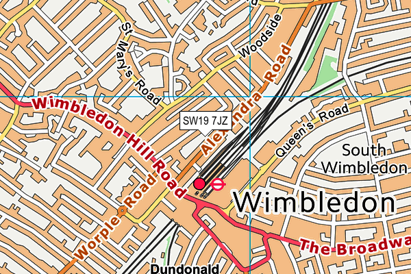 SW19 7JZ map - OS VectorMap District (Ordnance Survey) SW19 7JZ map - OS VectorMap District (Ordnance Survey)