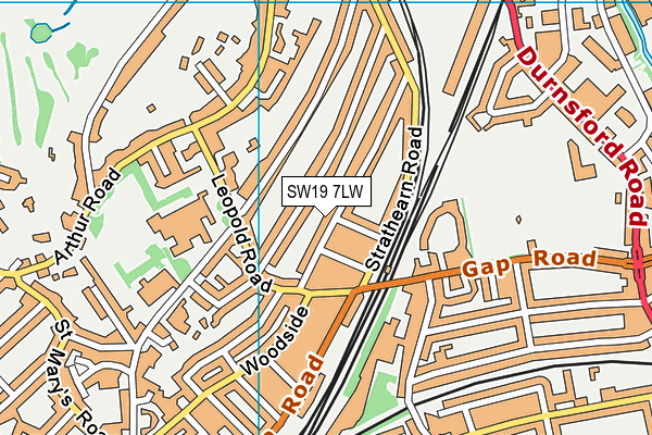 SW19 7LW map - OS VectorMap District (Ordnance Survey) SW19 7LW map - OS VectorMap District (Ordnance Survey)
