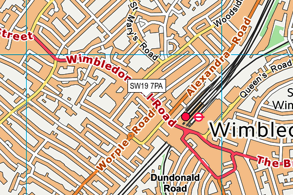SW19 7PA map - OS VectorMap District (Ordnance Survey)