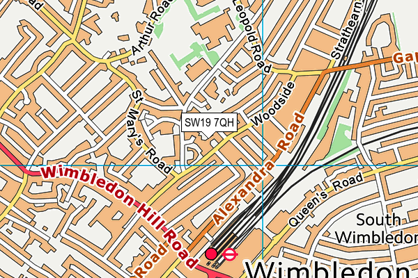 SW19 7QH map - OS VectorMap District (Ordnance Survey) SW19 7QH map - OS VectorMap District (Ordnance Survey)