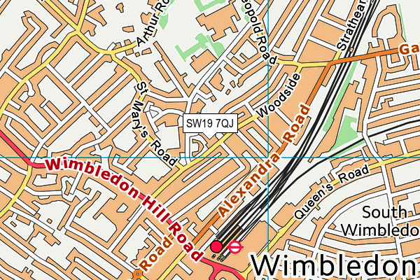 SW19 7QJ map - OS VectorMap District (Ordnance Survey) SW19 7QJ map - OS VectorMap District (Ordnance Survey)