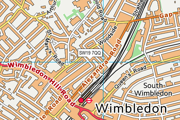 SW19 7QQ map - OS VectorMap District (Ordnance Survey) SW19 7QQ map - OS VectorMap District (Ordnance Survey)