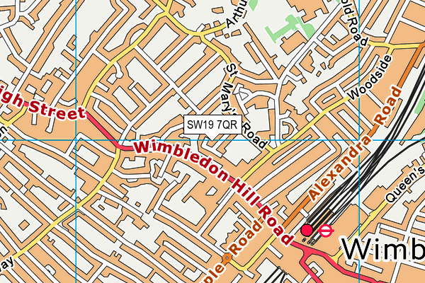 SW19 7QR map - OS VectorMap District (Ordnance Survey) SW19 7QR map - OS VectorMap District (Ordnance Survey)