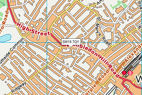 SW19 7QY map - OS VectorMap District (Ordnance Survey)
