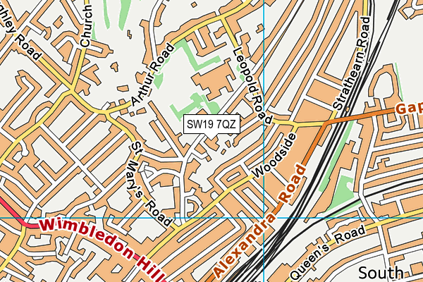 SW19 7QZ map - OS VectorMap District (Ordnance Survey) SW19 7QZ map - OS VectorMap District (Ordnance Survey)
