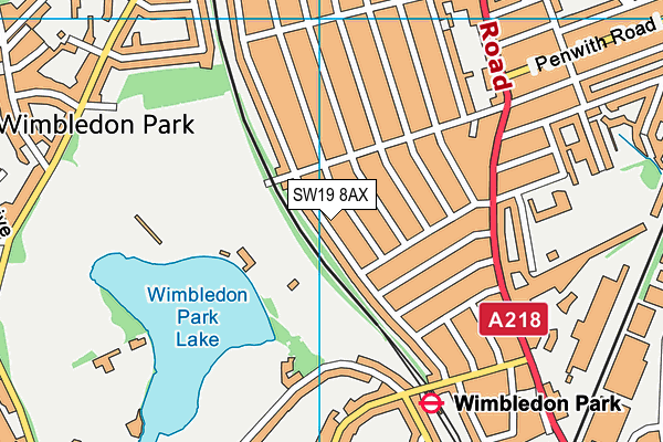 SW19 8AX map - OS VectorMap District (Ordnance Survey) SW19 8AX map - OS VectorMap District (Ordnance Survey)