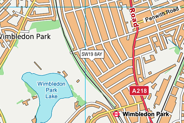 SW19 8AY map - OS VectorMap District (Ordnance Survey) SW19 8AY map - OS VectorMap District (Ordnance Survey)