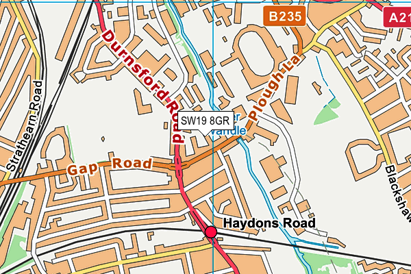 SW19 8GR map - OS VectorMap District (Ordnance Survey) SW19 8GR map - OS VectorMap District (Ordnance Survey)