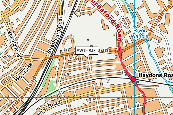 SW19 8JX map - OS VectorMap District (Ordnance Survey) SW19 8JX map - OS VectorMap District (Ordnance Survey)