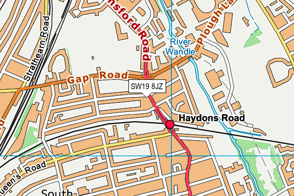 SW19 8JZ map - OS VectorMap District (Ordnance Survey) SW19 8JZ map - OS VectorMap District (Ordnance Survey)