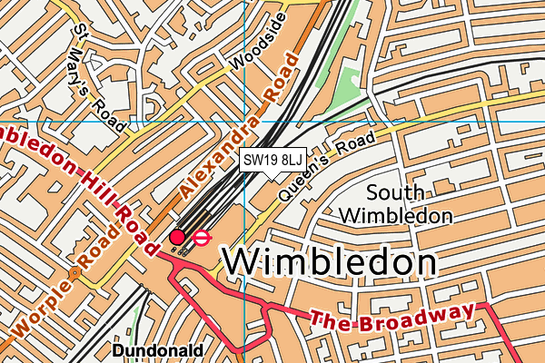 SW19 8LJ map - OS VectorMap District (Ordnance Survey)