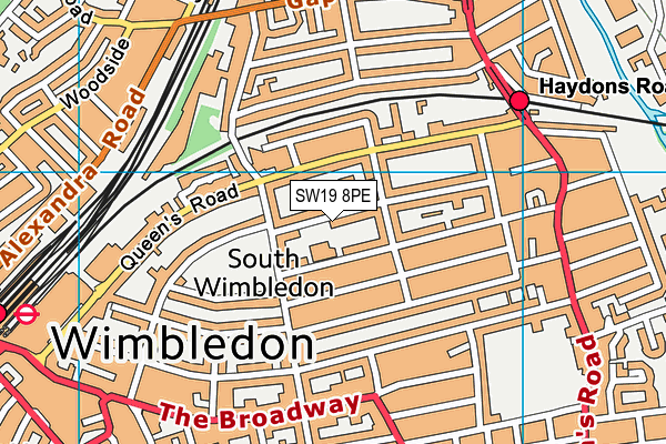 SW19 8PE map - OS VectorMap District (Ordnance Survey) SW19 8PE map - OS VectorMap District (Ordnance Survey)