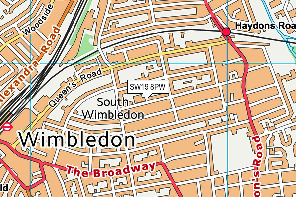 SW19 8PW map - OS VectorMap District (Ordnance Survey) SW19 8PW map - OS VectorMap District (Ordnance Survey)