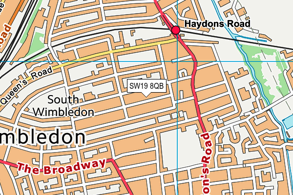 SW19 8QB map - OS VectorMap District (Ordnance Survey)