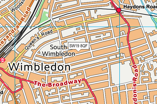 SW19 8QF map - OS VectorMap District (Ordnance Survey) SW19 8QF map - OS VectorMap District (Ordnance Survey)