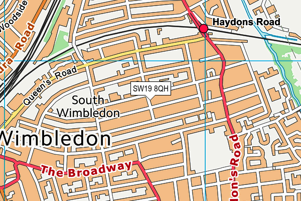 SW19 8QH map - OS VectorMap District (Ordnance Survey) SW19 8QH map - OS VectorMap District (Ordnance Survey)