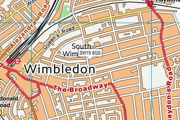 SW19 8QS map - OS VectorMap District (Ordnance Survey) SW19 8QS map - OS VectorMap District (Ordnance Survey)
