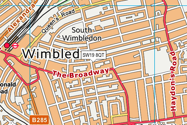 SW19 8QT map - OS VectorMap District (Ordnance Survey) SW19 8QT map - OS VectorMap District (Ordnance Survey)