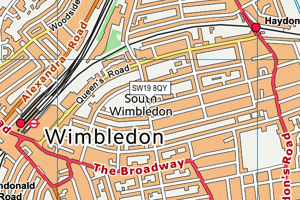 SW19 8QY map - OS VectorMap District (Ordnance Survey) SW19 8QY map - OS VectorMap District (Ordnance Survey)