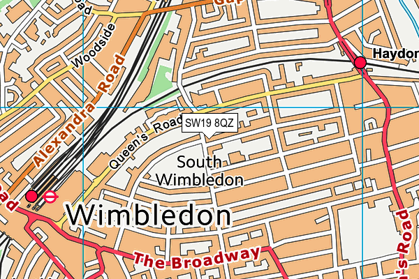 SW19 8QZ map - OS VectorMap District (Ordnance Survey) SW19 8QZ map - OS VectorMap District (Ordnance Survey)