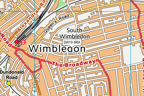 SW19 8RA map - OS VectorMap District (Ordnance Survey)