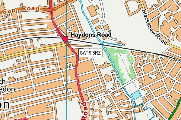 SW19 8RZ map - OS VectorMap District (Ordnance Survey) SW19 8RZ map - OS VectorMap District (Ordnance Survey)