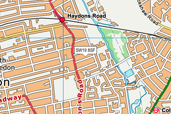 SW19 8SF map - OS VectorMap District (Ordnance Survey)