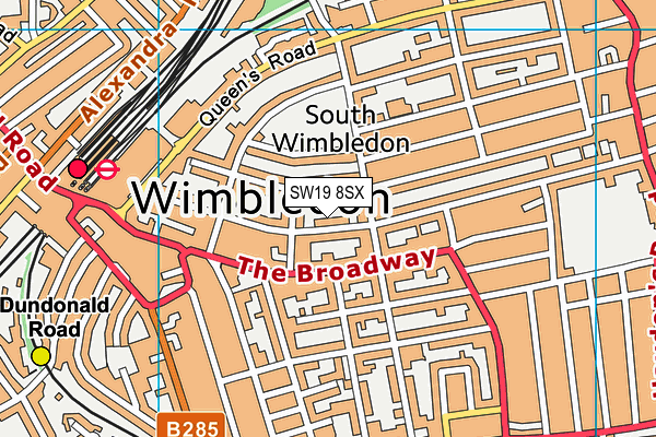 SW19 8SX map - OS VectorMap District (Ordnance Survey) SW19 8SX map - OS VectorMap District (Ordnance Survey)