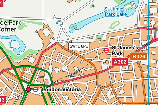 SW1E 6PE map - OS VectorMap District (Ordnance Survey)
