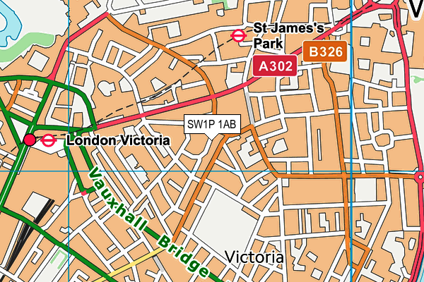 SW1P 1AB map - OS VectorMap District (Ordnance Survey) SW1P 1AB map - OS VectorMap District (Ordnance Survey)