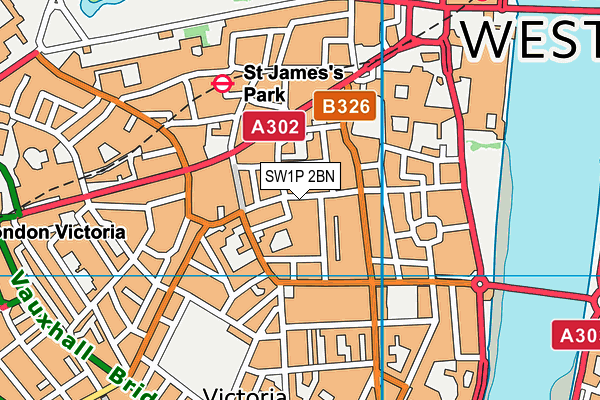 SW1P 2BN map - OS VectorMap District (Ordnance Survey) SW1P 2BN map - OS VectorMap District (Ordnance Survey)