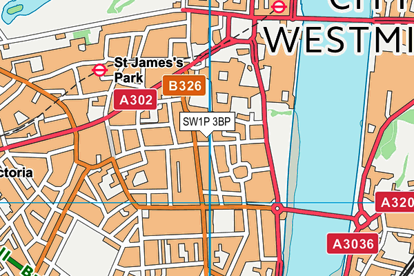 SW1P 3BP map - OS VectorMap District (Ordnance Survey)