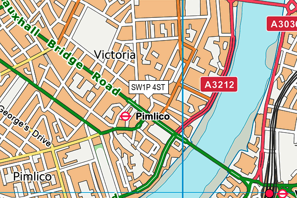 SW1P 4ST map - OS VectorMap District (Ordnance Survey)