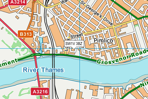 SW1V 3BZ map - OS VectorMap District (Ordnance Survey)