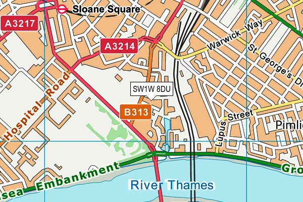 SW1W 8DU map - OS VectorMap District (Ordnance Survey) SW1W 8DU map - OS VectorMap District (Ordnance Survey)