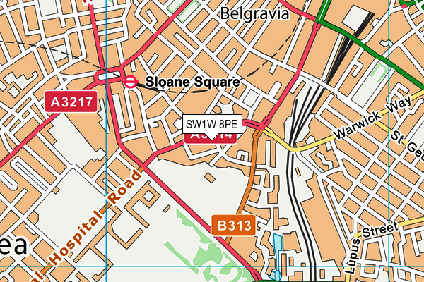 SW1W 8PE map - OS VectorMap District (Ordnance Survey) SW1W 8PE map - OS VectorMap District (Ordnance Survey)