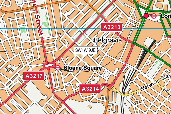 SW1W 9JE map - OS VectorMap District (Ordnance Survey) SW1W 9JE map - OS VectorMap District (Ordnance Survey)