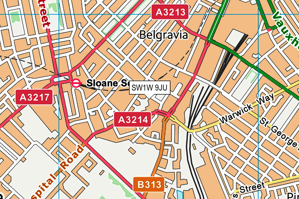 SW1W 9JU map - OS VectorMap District (Ordnance Survey) SW1W 9JU map - OS VectorMap District (Ordnance Survey)