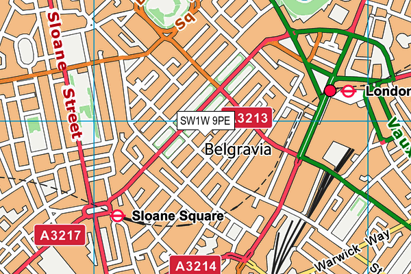 SW1W 9PE map - OS VectorMap District (Ordnance Survey) SW1W 9PE map - OS VectorMap District (Ordnance Survey)