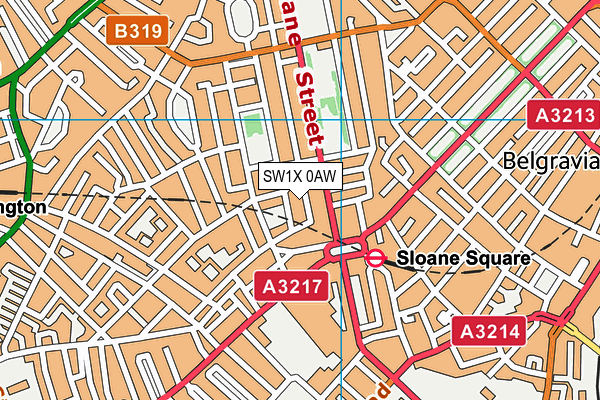 SW1X 0AW map - OS VectorMap District (Ordnance Survey) SW1X 0AW map - OS VectorMap District (Ordnance Survey)