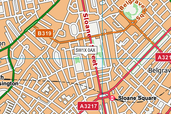 SW1X 0AX map - OS VectorMap District (Ordnance Survey) SW1X 0AX map - OS VectorMap District (Ordnance Survey)