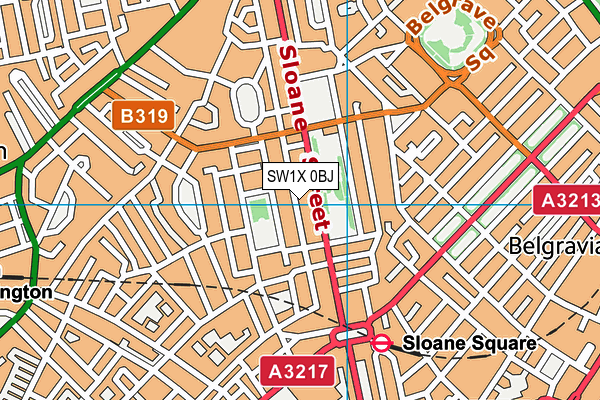 SW1X 0BJ map - OS VectorMap District (Ordnance Survey) SW1X 0BJ map - OS VectorMap District (Ordnance Survey)